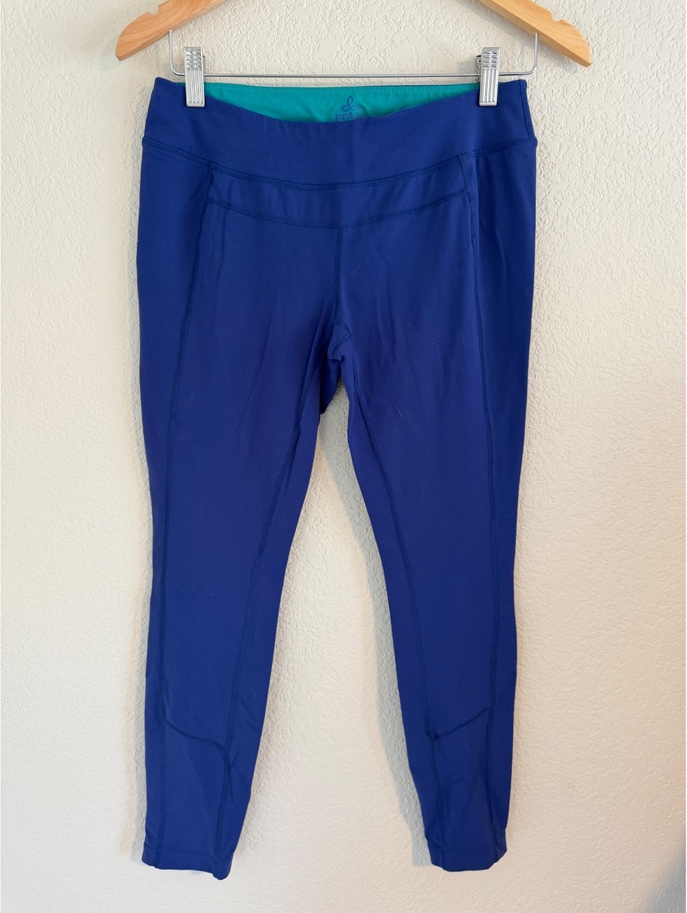 prAna Womens Ankle Leggings Royal Blue Teal Waistband Hidden Pocket Size M